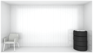 3D illustrasjon av lagerbod på 12 kubikk