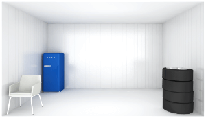 3D illustrasjon av lagerbod på mer enn 24 kubikk