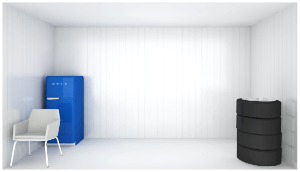 3D illustrasjon av lagerbod på 24 kubikk