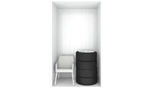 3D illustrasjon av lagerbod på 4 kubikk